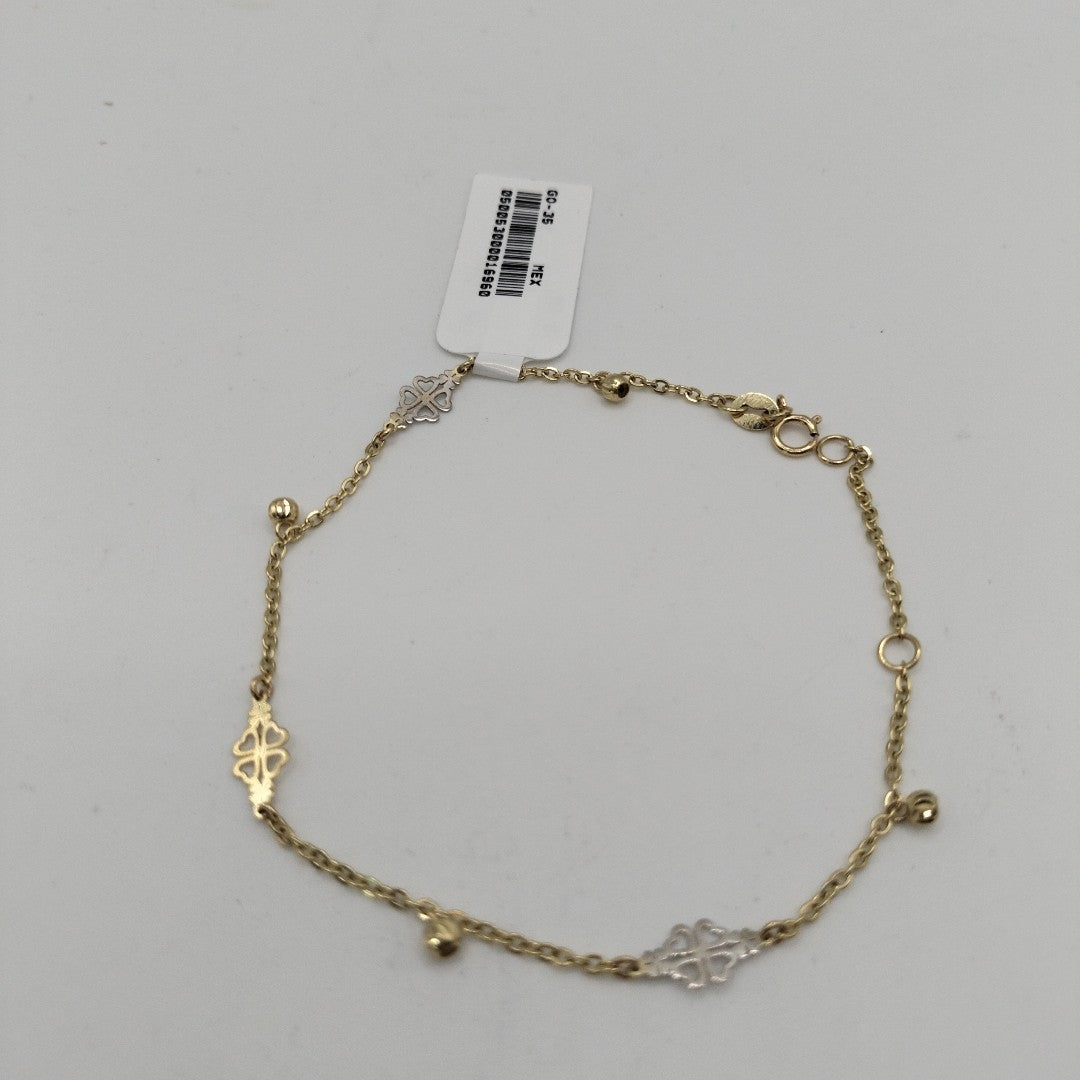 PULSERA ESPECIAL CON TREBOL 14K 18 CM 1.8 GR (NUEVO)