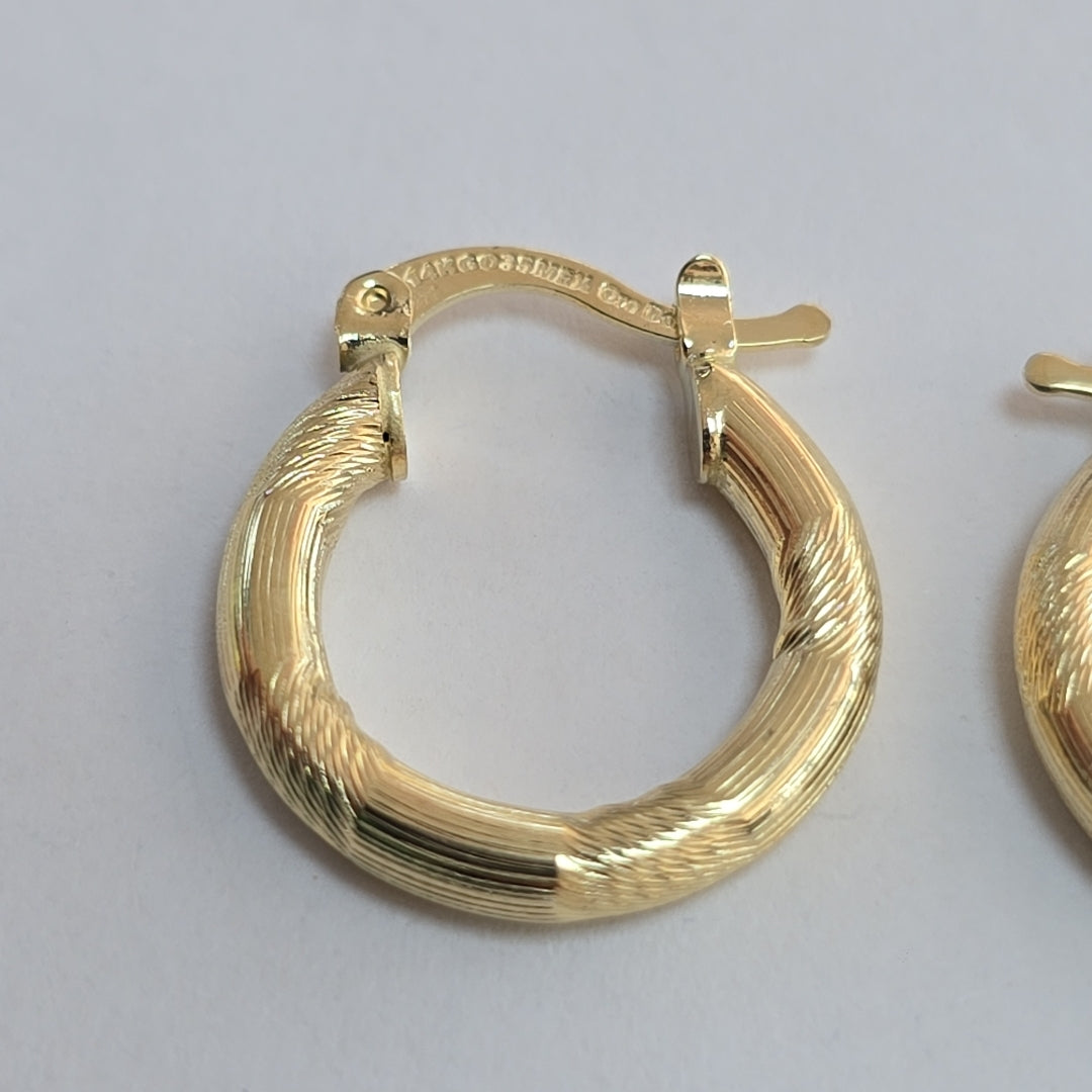 ARETES TEJIDO ARRACADAS CON DISEÑO 14K 2.6 GR (NUEVO)