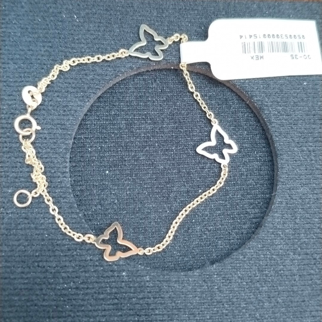 PULSERA ESPECIAL C MARIPOSAS 14K 18 CM 1.7 GR (NUEVO)