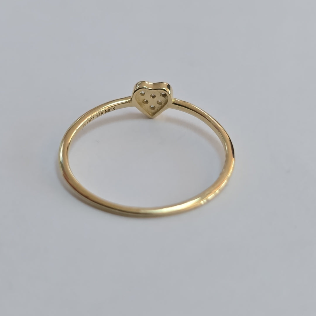 ANILLO ANILLITO CORAZON C CIRCONIA 14K 7 TALLA 0.8 GR (NUEVO)