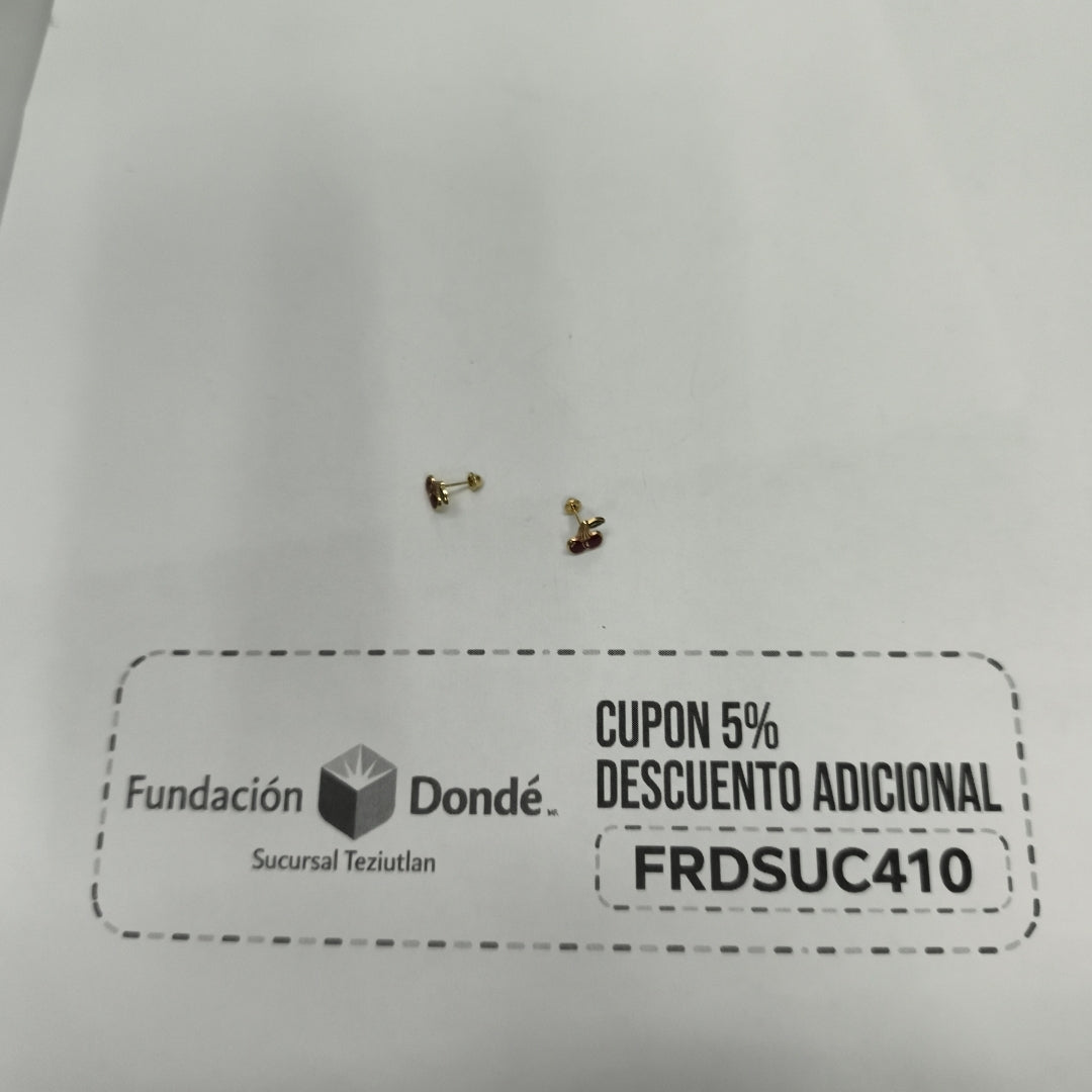BROQUELES BROQUE FIG CEREZA C ESMALTE 14K 0.2203 GR (NUEVO)