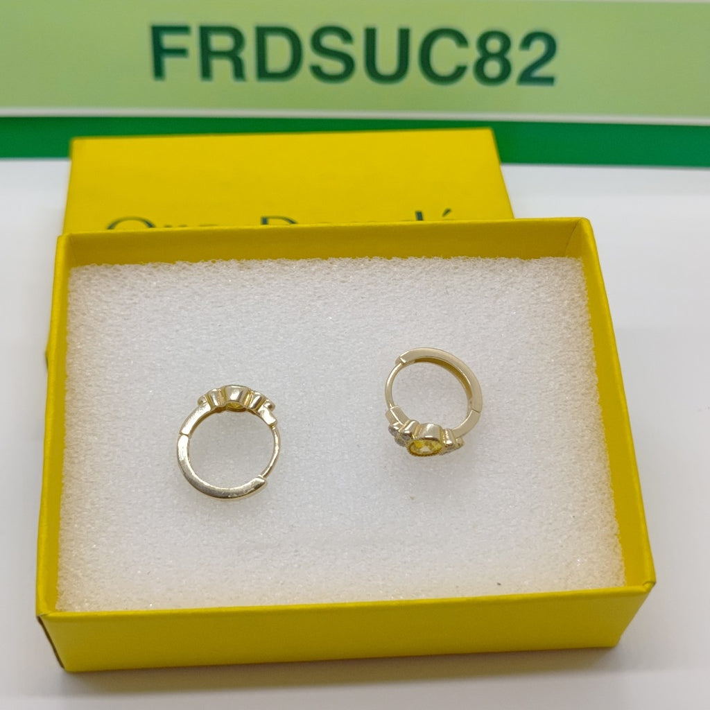ARETES ARRACADAS CON CIRCONIAS Y PDRAS COL 14K 3.2 GR (NUEVO)