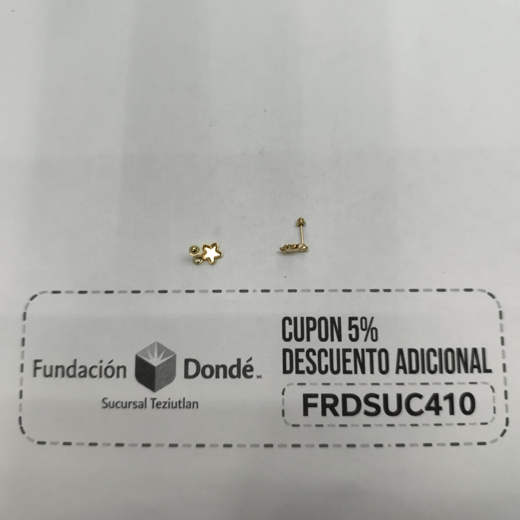 BROQUELES BROQUEL FIG ESTRELLA C CIRCONIA 14K 0.2603 GR (NUEVO)