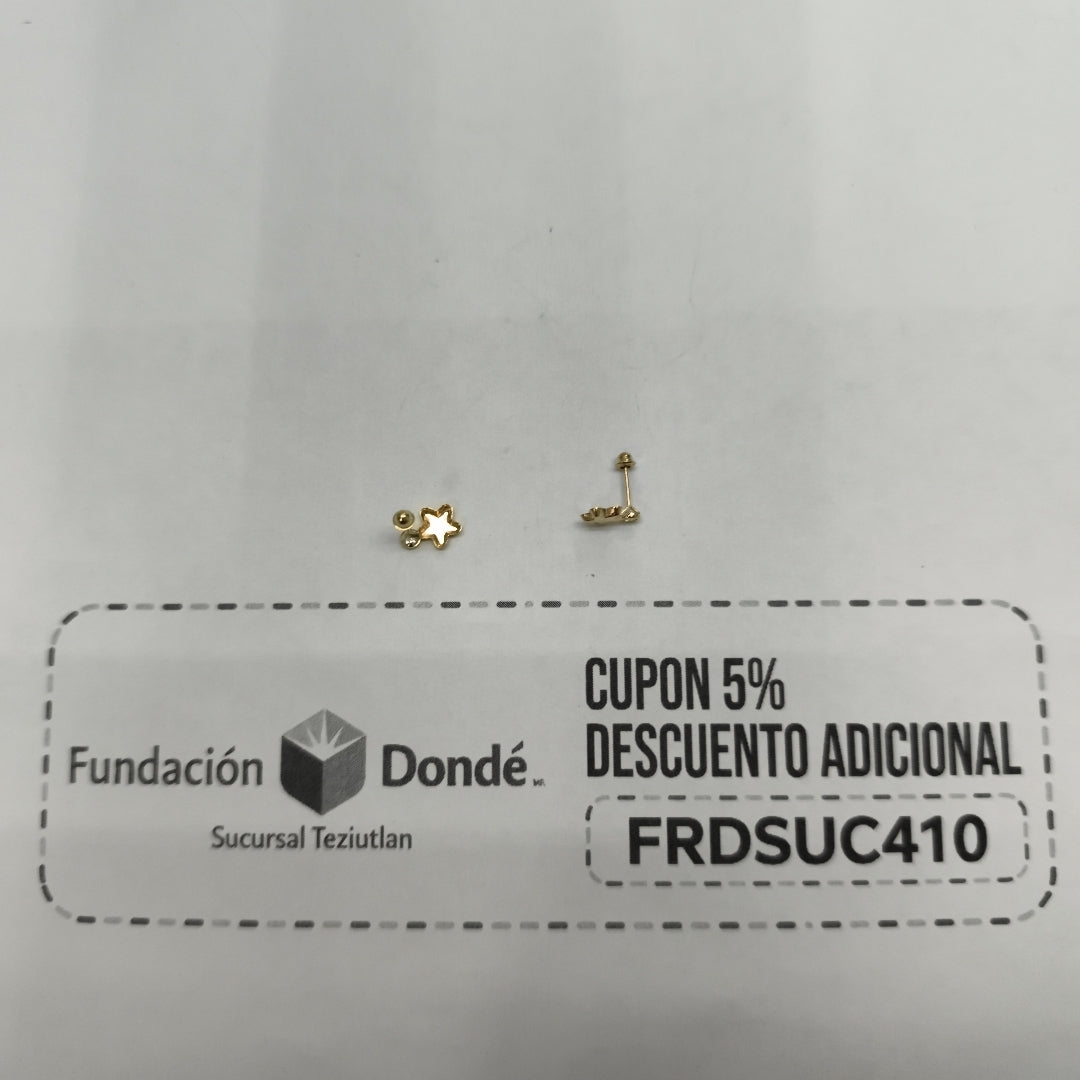 BROQUELES BROQUEL FIG ESTRELLA C CIRCONIA 14K 0.2603 GR (NUEVO)