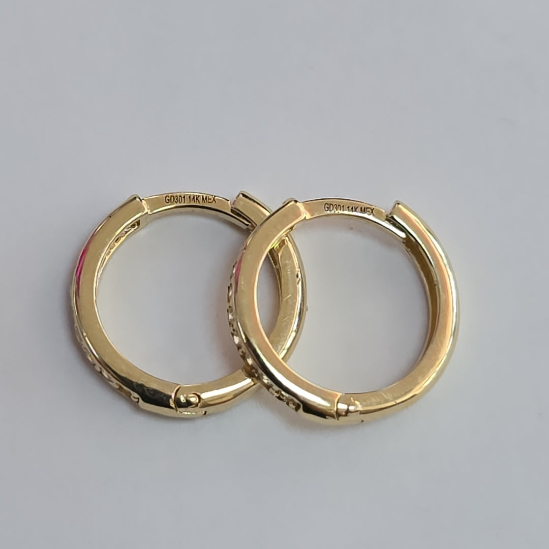 ARETES HUGGIES C CIRCONIA 14K 1.7 GR (NUEVO)