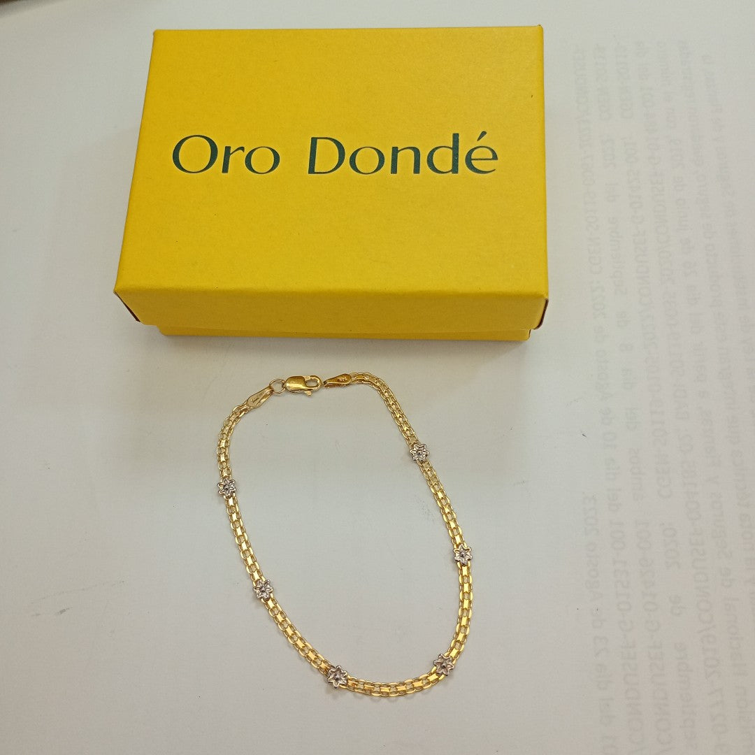 PULSERA ESPECIAL C FLORES 14K 18 CM 3 GR (NUEVO)