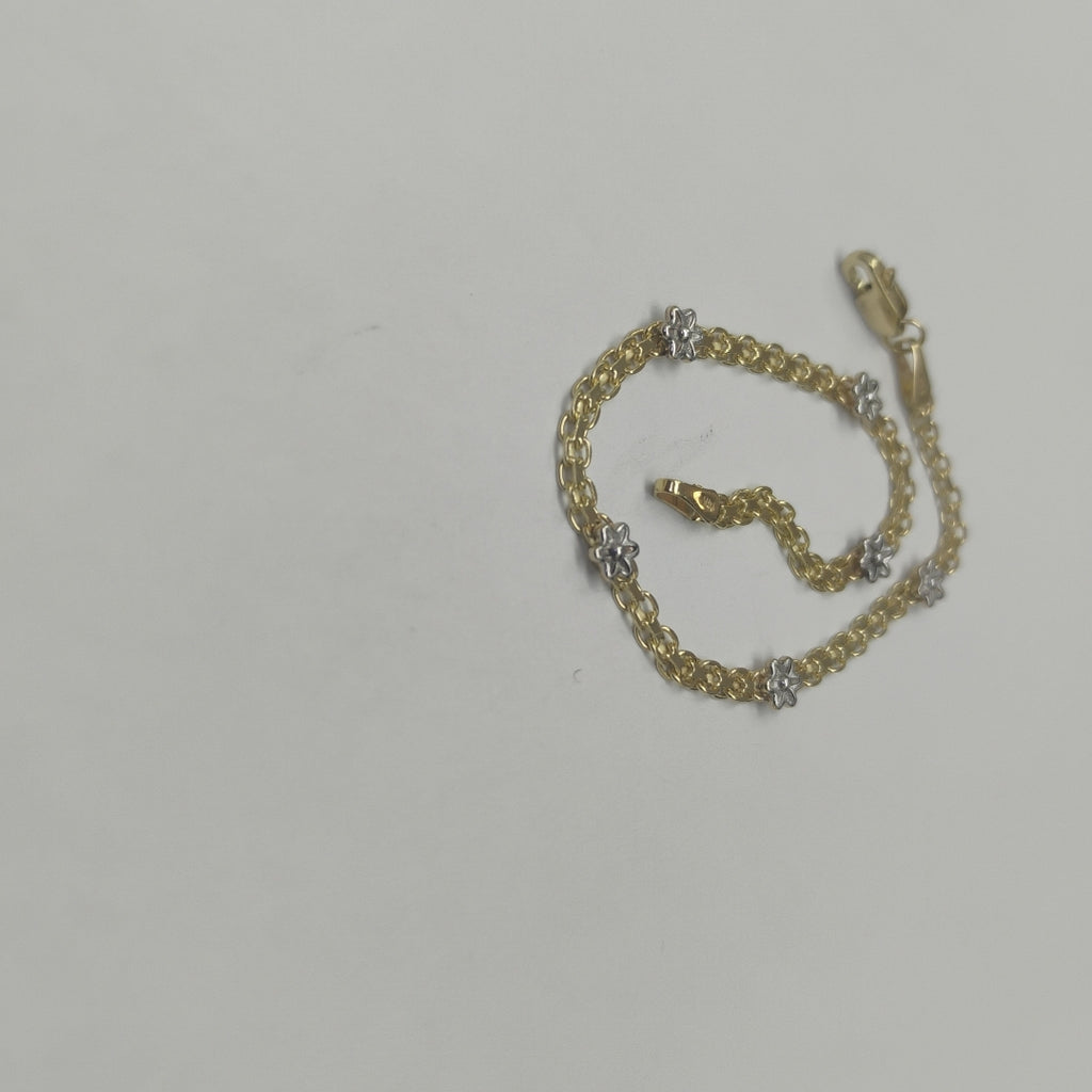 PULSERA ESPECIAL C FLORES 14K 18 CM 3 GR (NUEVO)