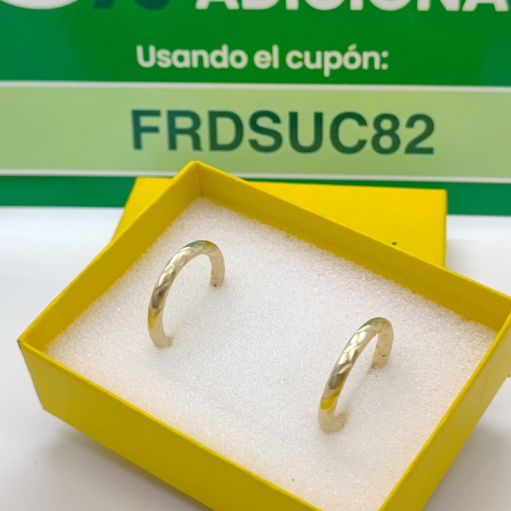 ARETES TEJIDO ARRACADA LABRADA 14K 2.6 GR (NUEVO)