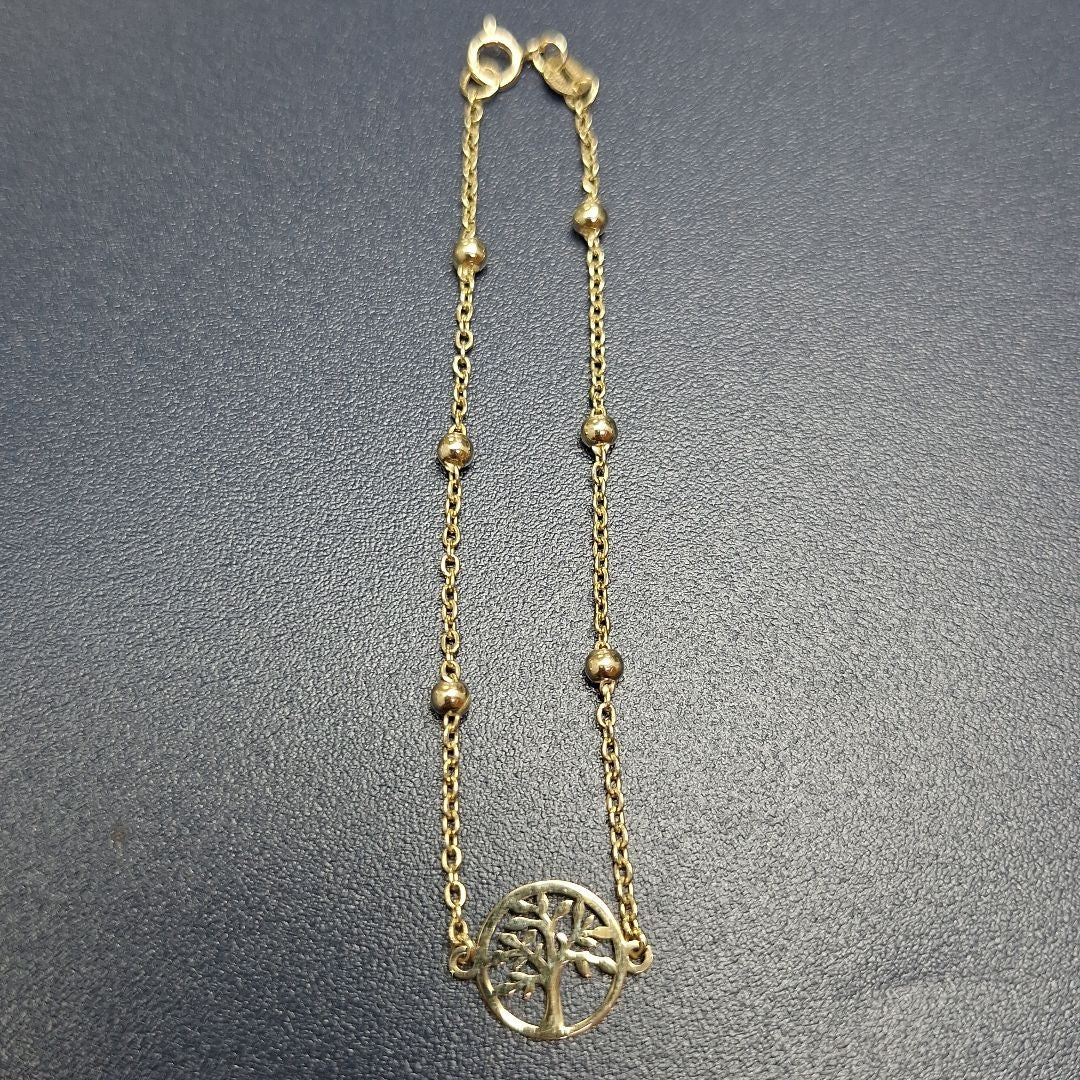 PULSERA TEJIDO ESPECIAL ARBOL 14K 18 CM 1.7 GR (NUEVO)