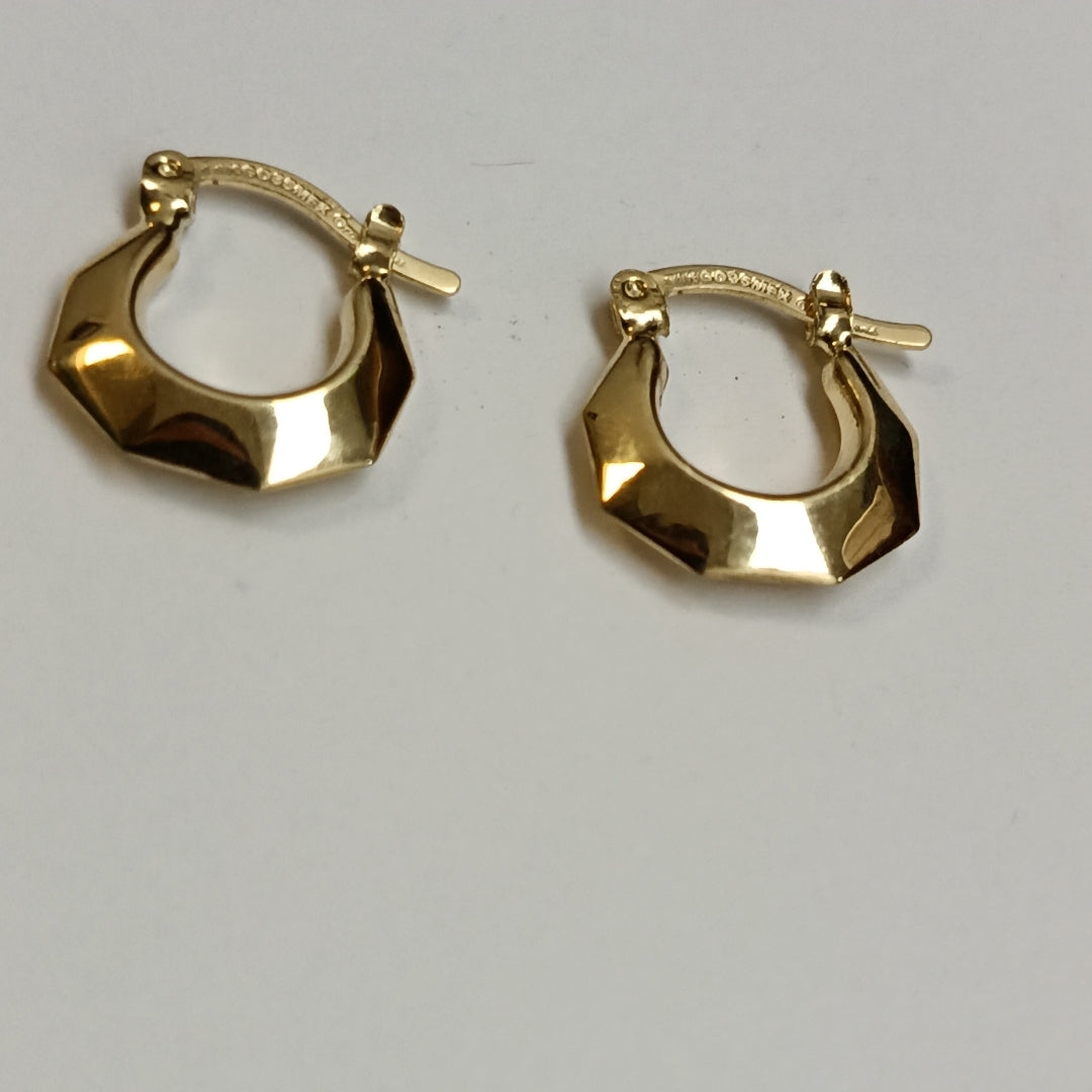ARETES TEJIDO ARRACADA FACETADA 14K 1.3 GR (NUEVO)