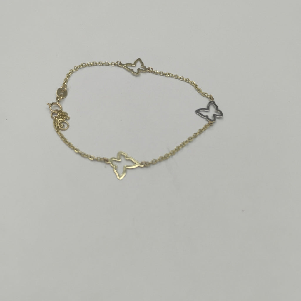 PULSERA ESPECIAL C MARIPOSAS 14K 18 CM 1.7 GR (NUEVO)