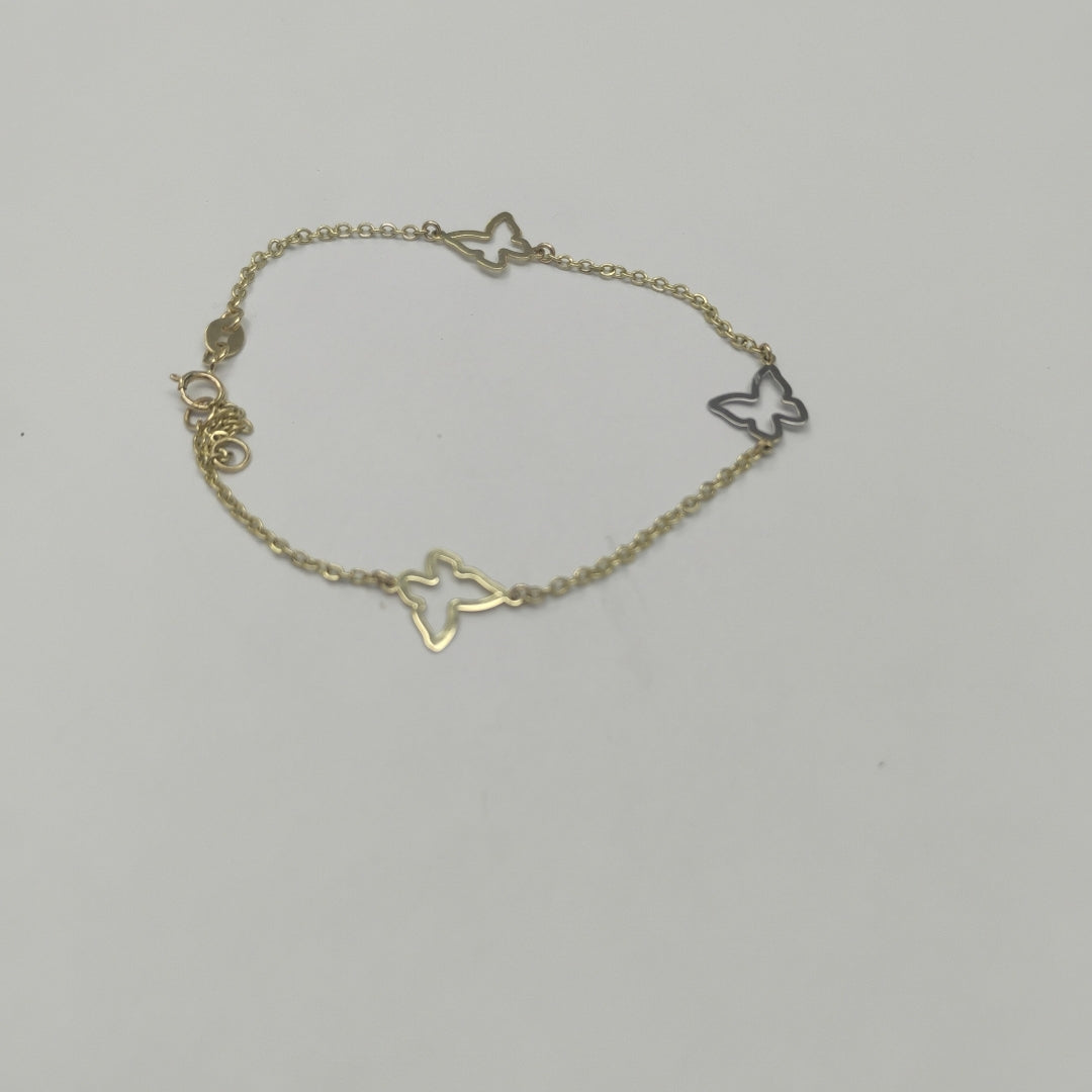 PULSERA ESPECIAL C MARIPOSAS 14K 18 CM 1.7 GR (NUEVO)