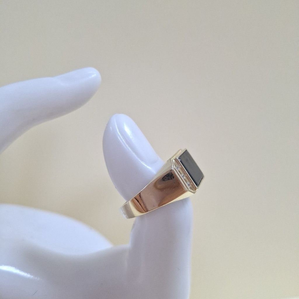 ANILLOS CON ONIX Y CIRCONIAS 10K TALLA 11 3.9 GR (NUEVO)