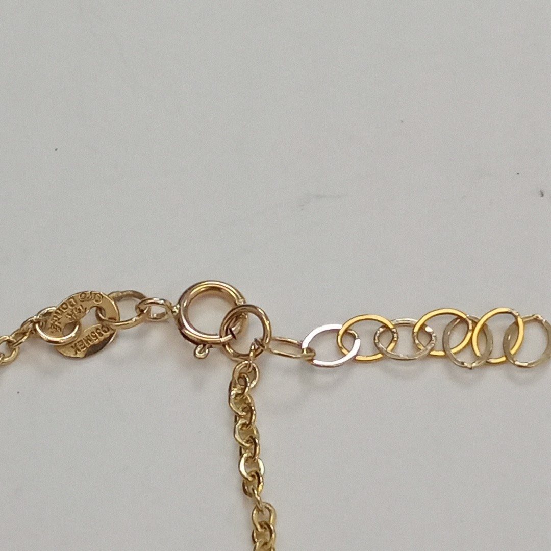PULSERA ESPECIAL CON CORAZONES CONBINADOS 14K 18 CM 1.7 GR (NUEVO)