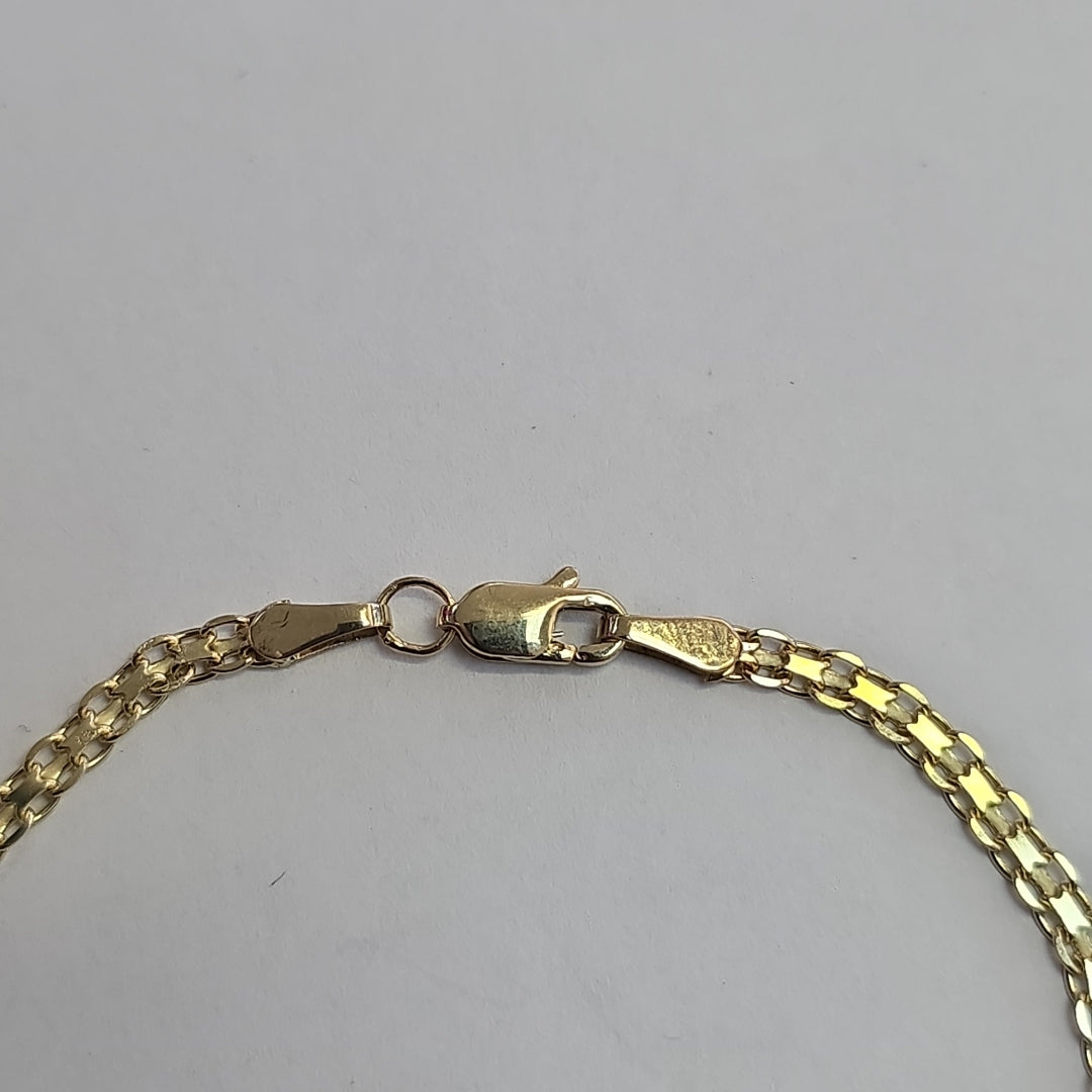 PULSERA TEJIDO ESPECIAL CON INFINITO Y CIRCONIAS 14K 18 CM 3.4 GR (NUEVO)