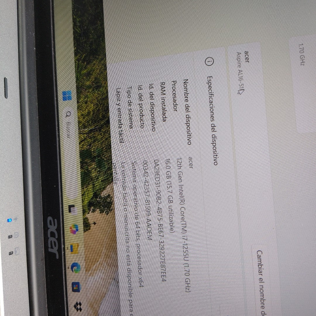 LAPTOP ACER ASPIRE LITE 16 AL16-51P-77VX (2024) 512 GB SSD 16 GB RAM (SEMINUEVO)
