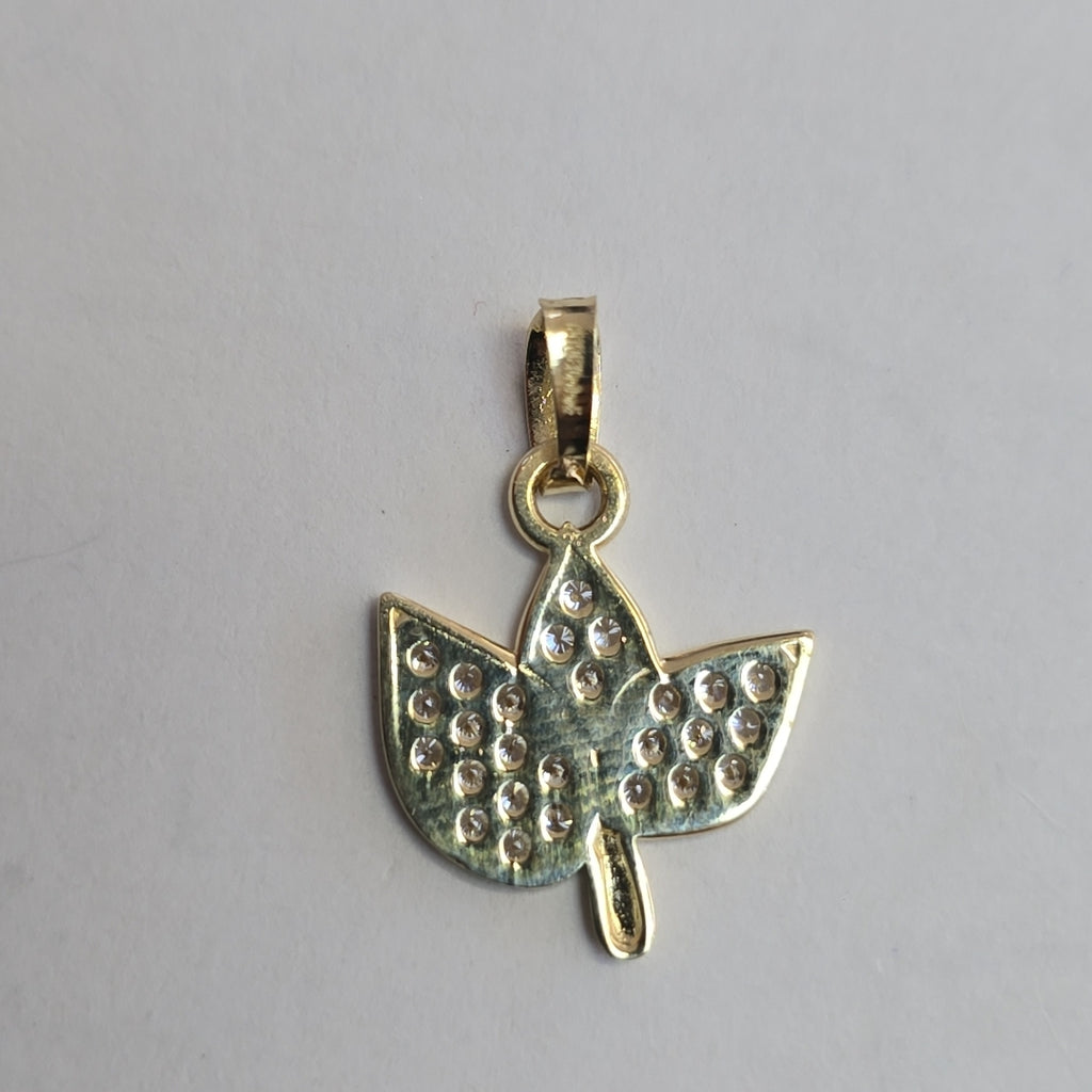 DIJE TEJIDO HOJAS CON CIRCONIAS 14K 0.9 GR (NUEVO)