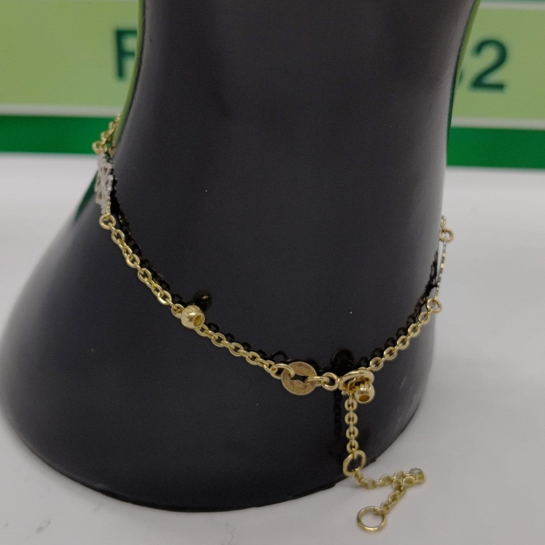 PULSERA ESPECIAL CON TREBOL 14K 18 CM 1.8 GR (NUEVO)