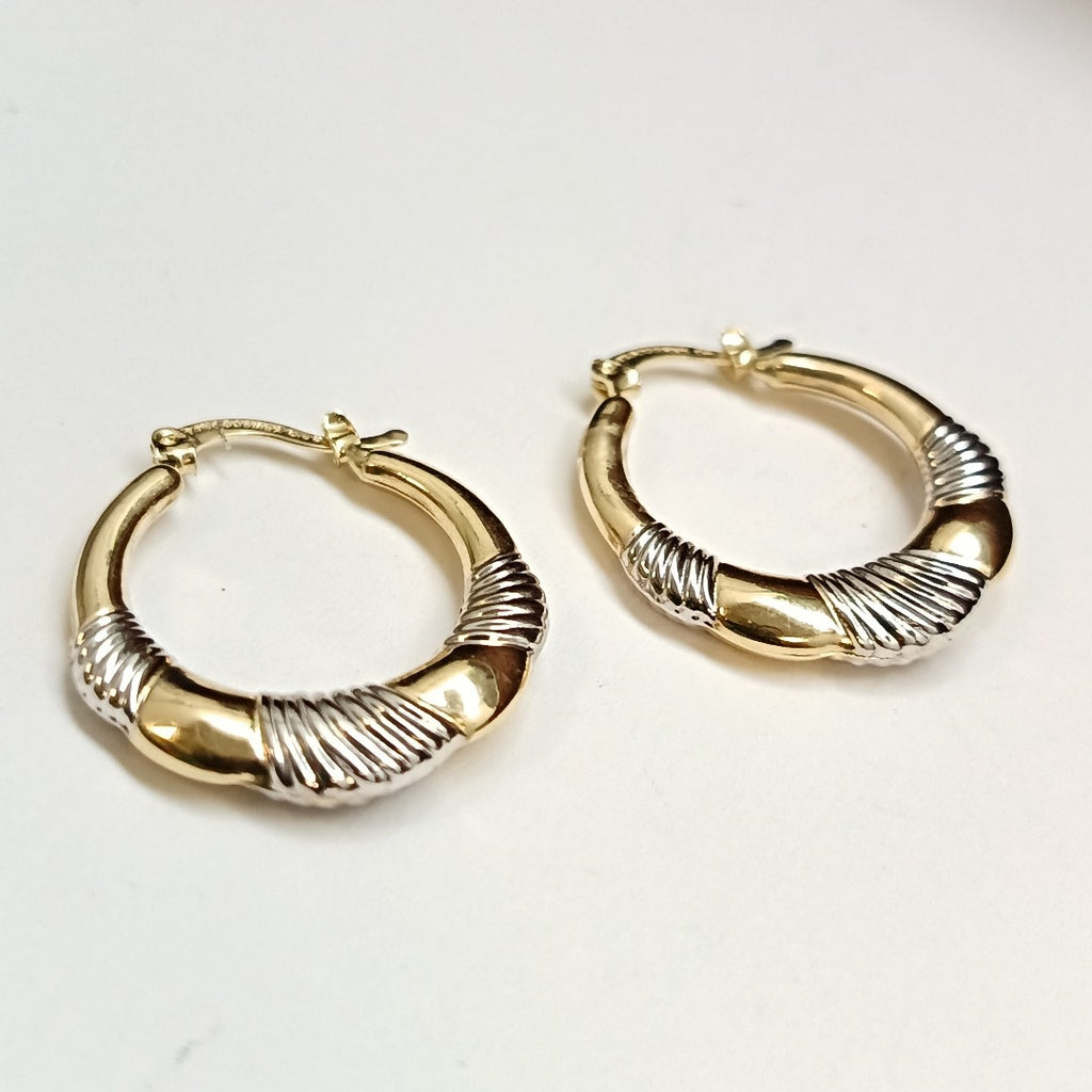 ARETES ARRACADAS HUECAS COMBINADAS 14K 2.5 GR (NUEVO)