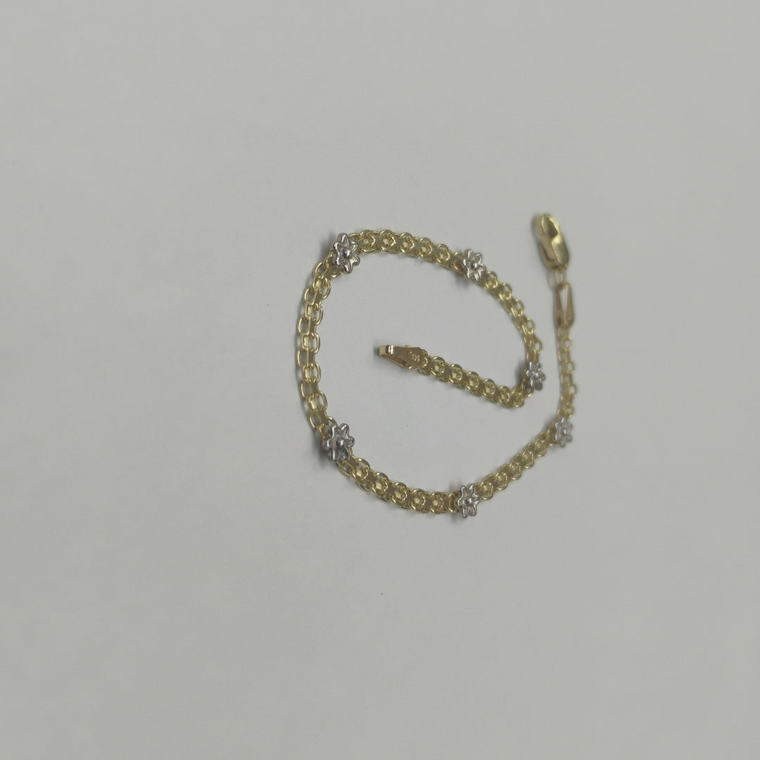 PULSERA ESPECIAL C FLORES 14K 18 CM 2.9 GR (NUEVO)