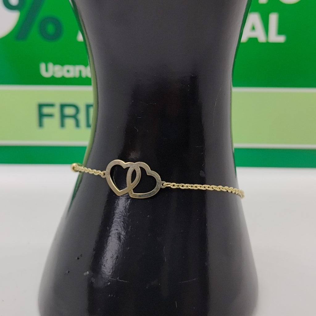 PULSERA TEJIDO ESPECIAL C CORAZONES 14K 18 CM 1.7 GR (NUEVO)