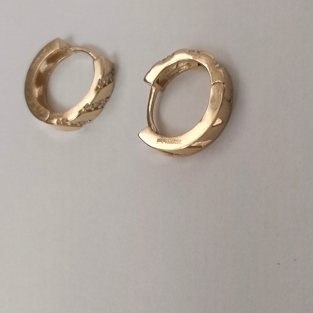 ARETES HUGGIES CON CIRCONIAS 14K 2.2 GR (NUEVO)