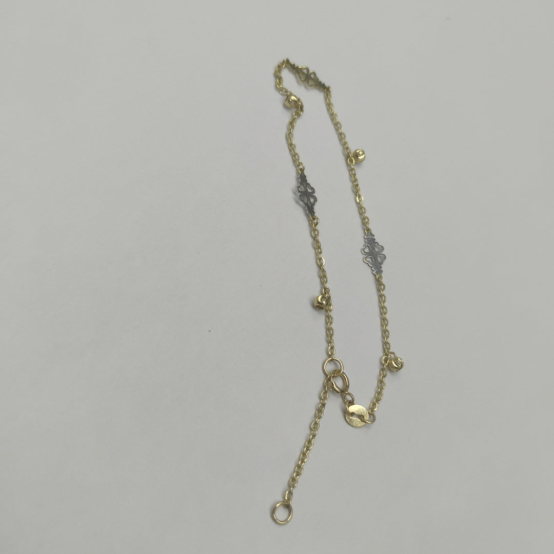 PULSERA ESPECIAL CON TREBOL 14K 18 CM 1.8 GR (NUEVO)