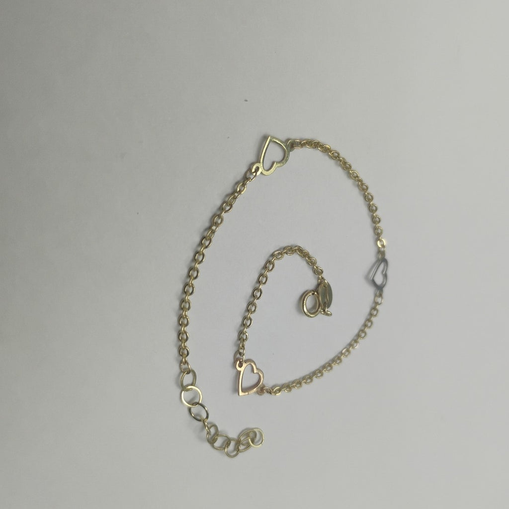 PULSERA ESPECIAL CON CORAZONES 10K 18 CM 1.2 GR (NUEVO)