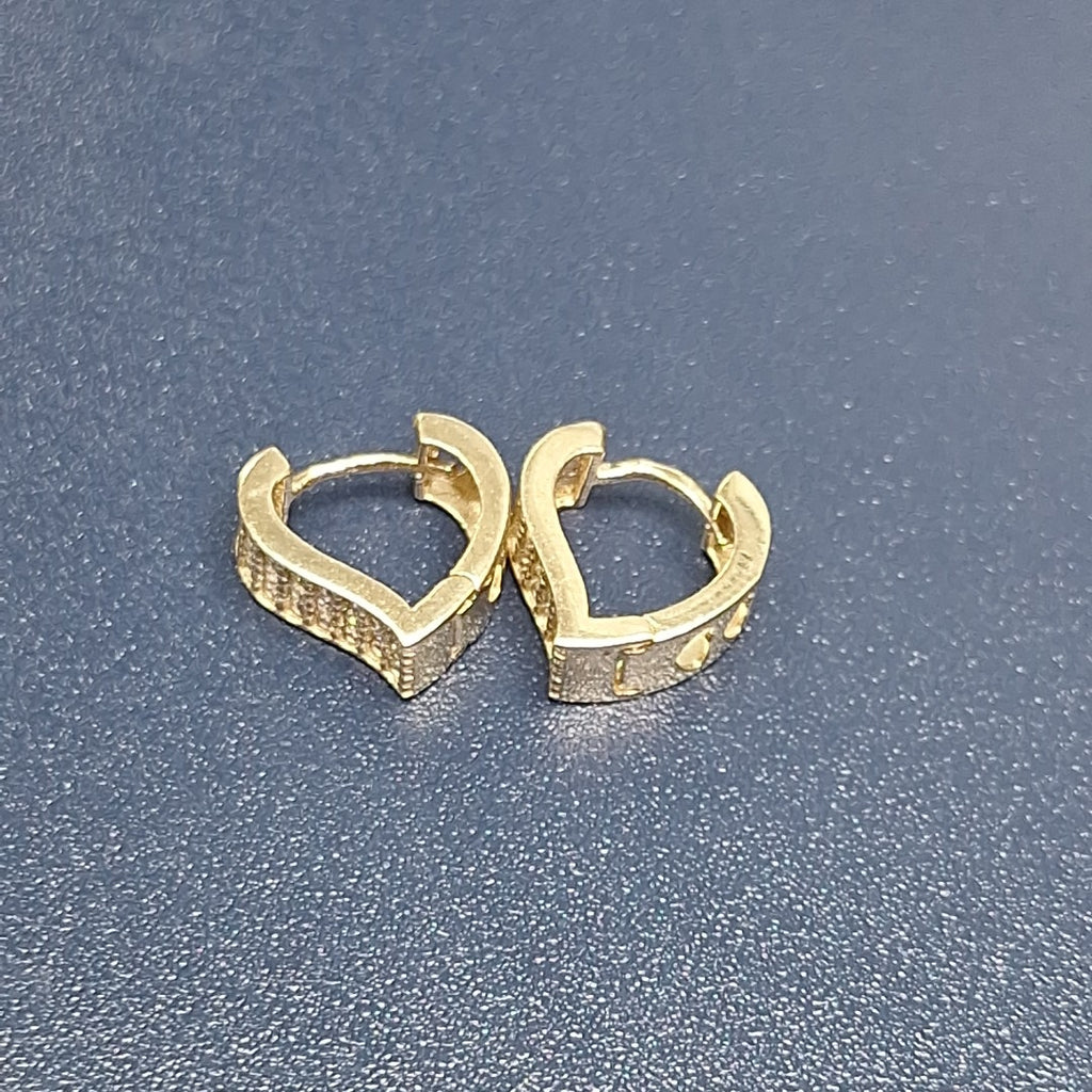 ARETES ARRACADAS CORAZON C CIRCONIAS 14K 2.1 GR (NUEVO)