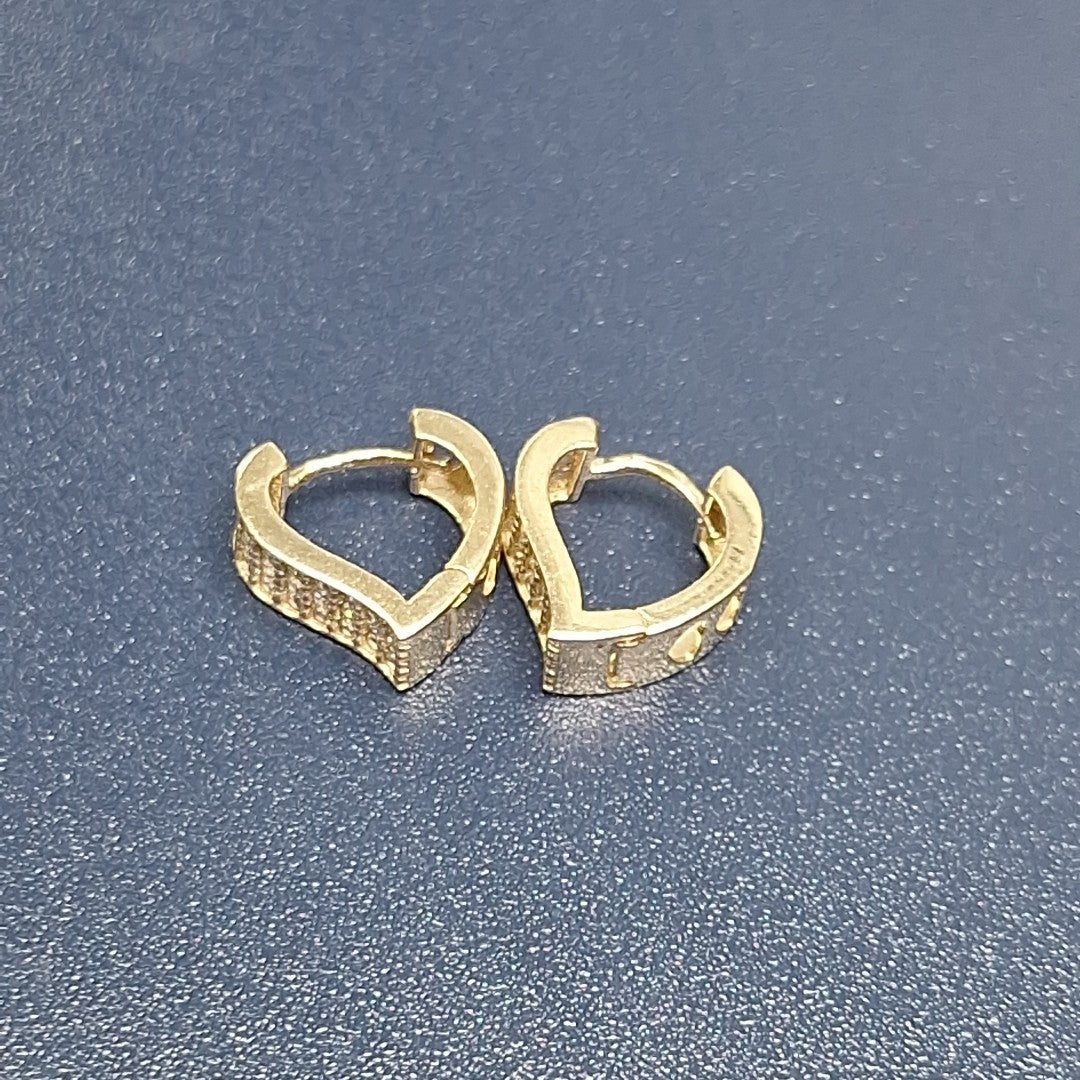 ARETES ARRACADAS CORAZON C CIRCONIAS 14K 2.1 GR (NUEVO)