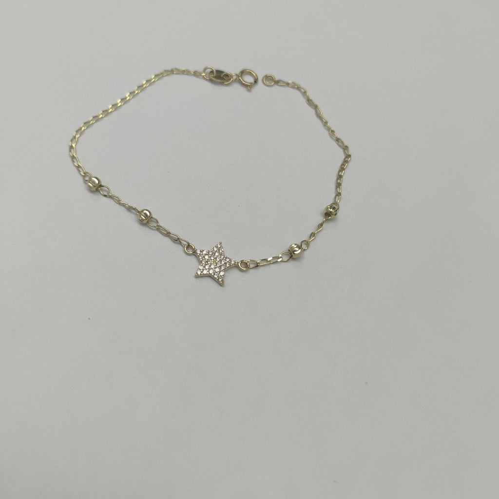 PULSERA ESPECIAL CON ESTRELLA Y CIRCONIAS 14K 18 CM 1.5 GR (NUEVO)