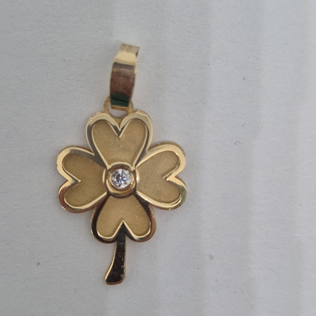 DIJE FIG TREBOL C CIRCONIA 14K 0.8 GR (NUEVO)