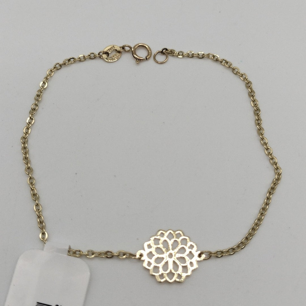 PULSERA TEJIDO ESPECIAL CON MANDALA 14K 18 CM 1.3 GR (NUEVO)