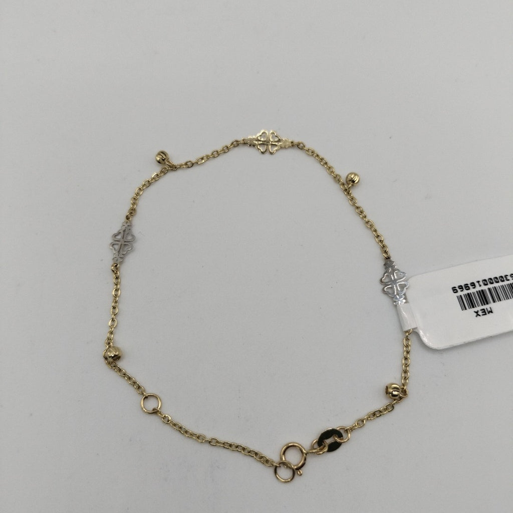 PULSERA ESPECIAL CON TREBOL 14K 18 CM 1.8 GR (NUEVO)
