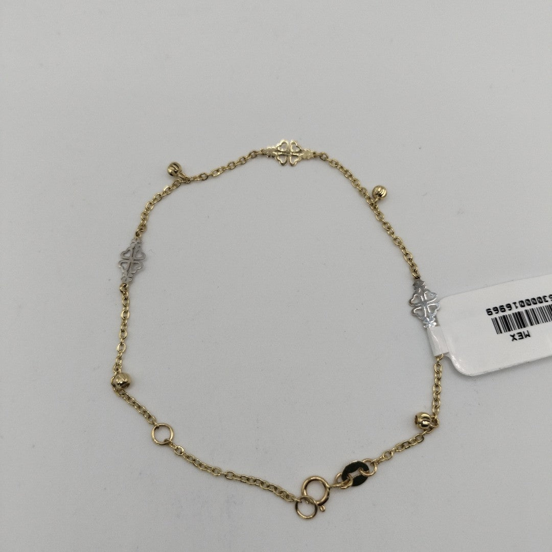 PULSERA ESPECIAL CON TREBOL 14K 18 CM 1.8 GR (NUEVO)