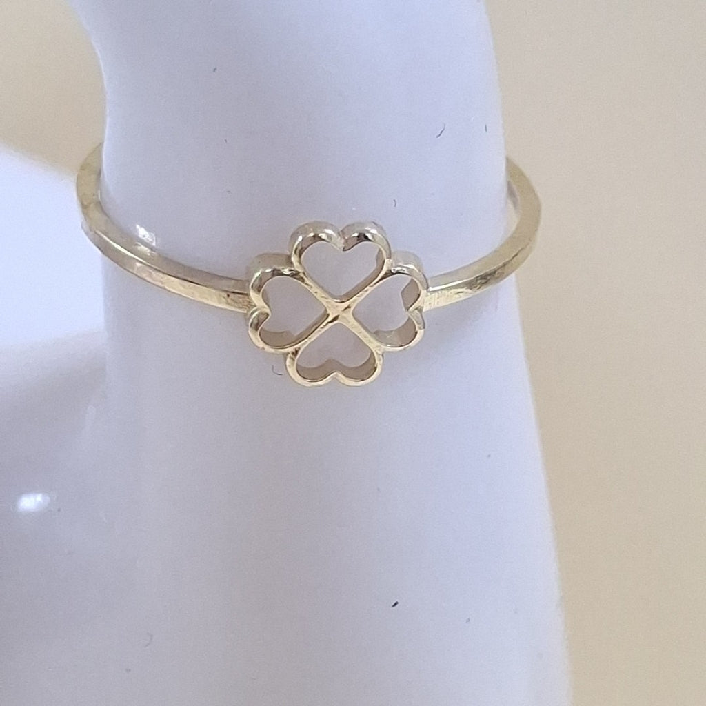 ANILLOS ANILLITO FIG TREBOL 4 HOJAS 10K TALLA 8 0.8 GR (NUEVO)
