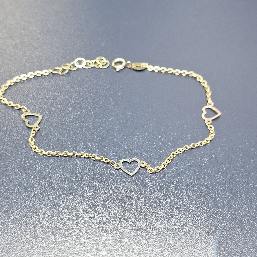 PULSERA ESPECIAL CON CORAZONES 10K 18 CM 1.2 GR (NUEVO)