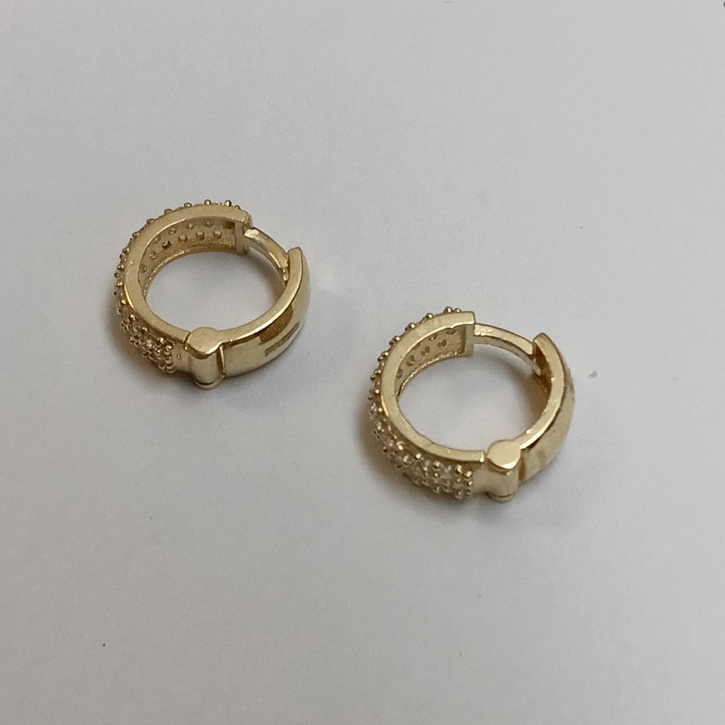 ARETES HUGGIE CON CIRCONIAS 14K 2.1 GR (NUEVO)