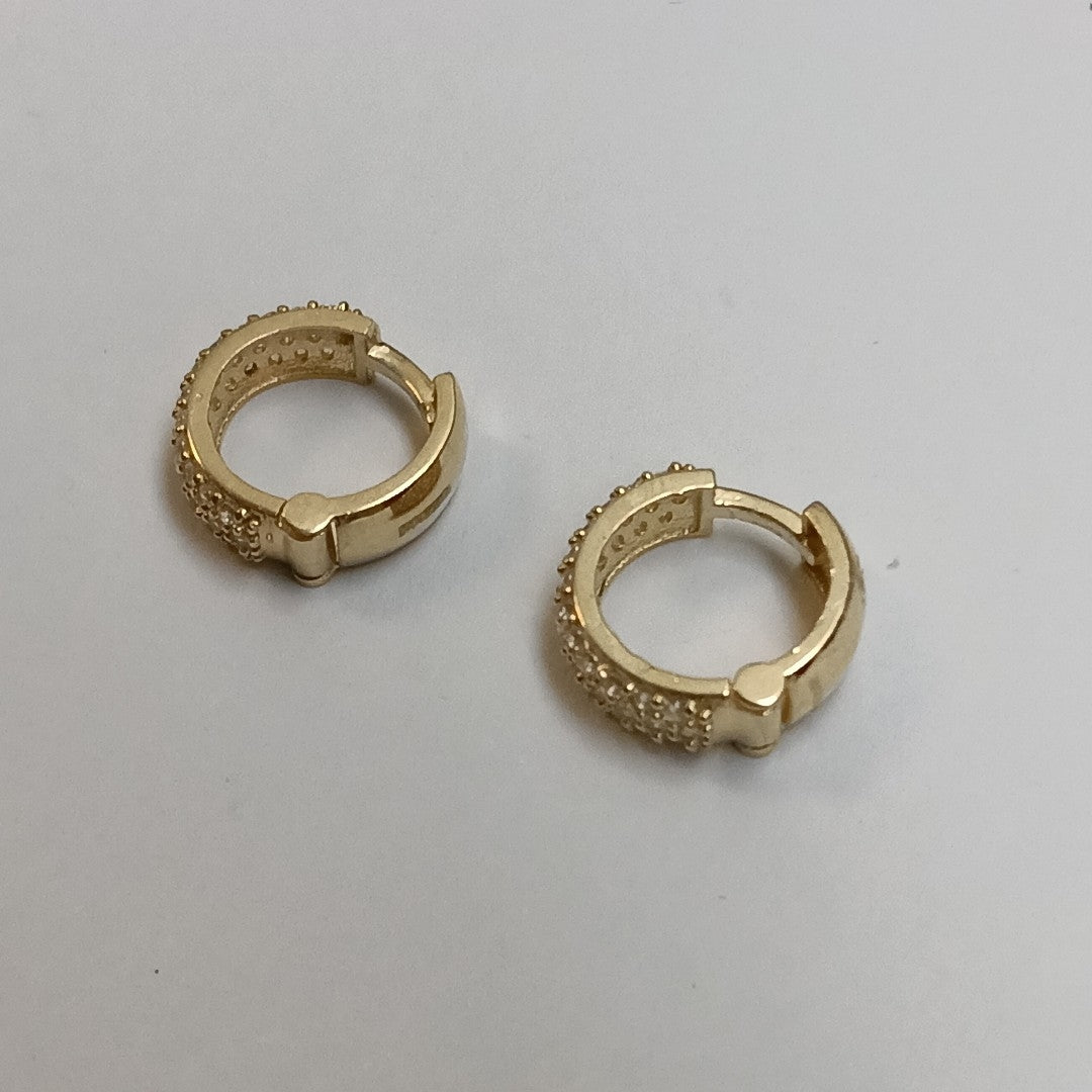 ARETES HUGGIE CON CIRCONIAS 14K 2.1 GR (NUEVO)