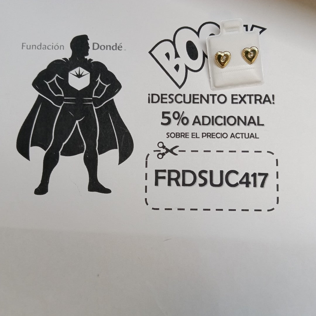BROQUELES BROQUEL FIG CORAZON C CIRCONIA 14K 0.2614 GR (NUEVO)