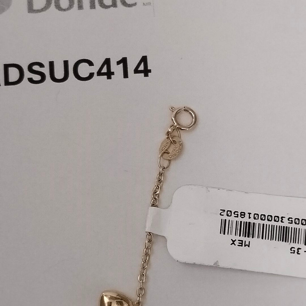 PULSERA ESP CON FIG CORAZONES 14K 18 CM 1.8 GR (NUEVO)