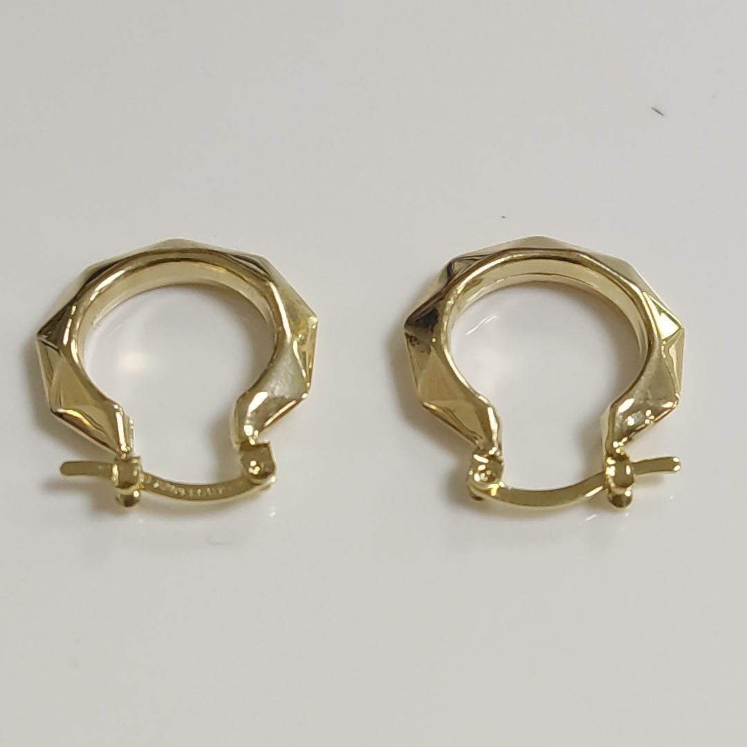 ARETES TEJIDO ARRACADAS FACETADAS 14K 1.7 GR (NUEVO)