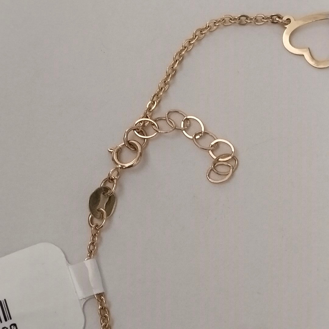 PULSERA ESPECIAL CON CORAZONES CONBINADOS 14K 18 CM 1.6 GR (NUEVO)