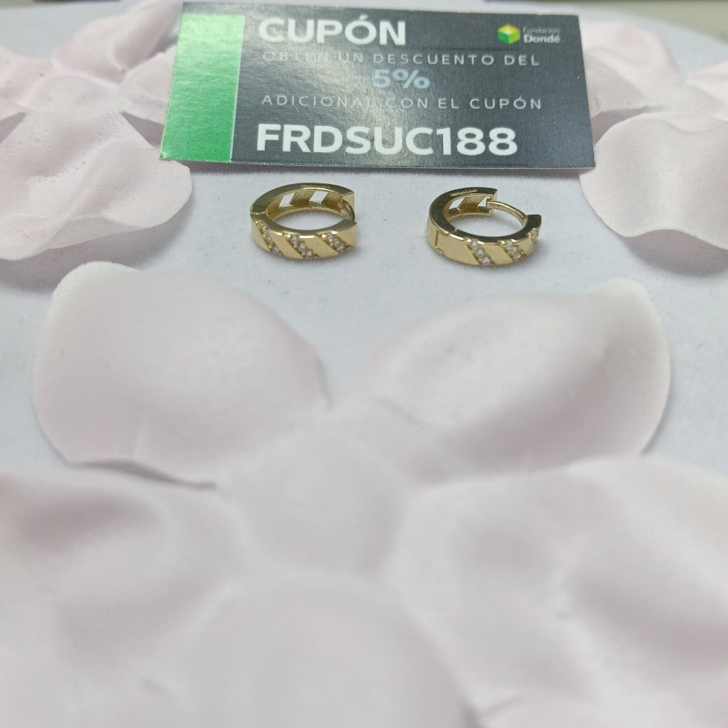 ARETES HUGGIES CON CIRCONIAS 14K 2.2 GR (NUEVO)