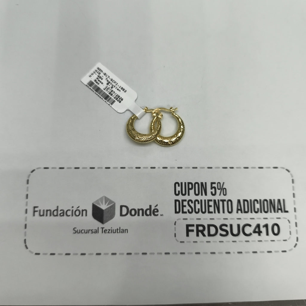 ARETES ARRACADAS HUECAS 14K 1.8 GR (NUEVO)
