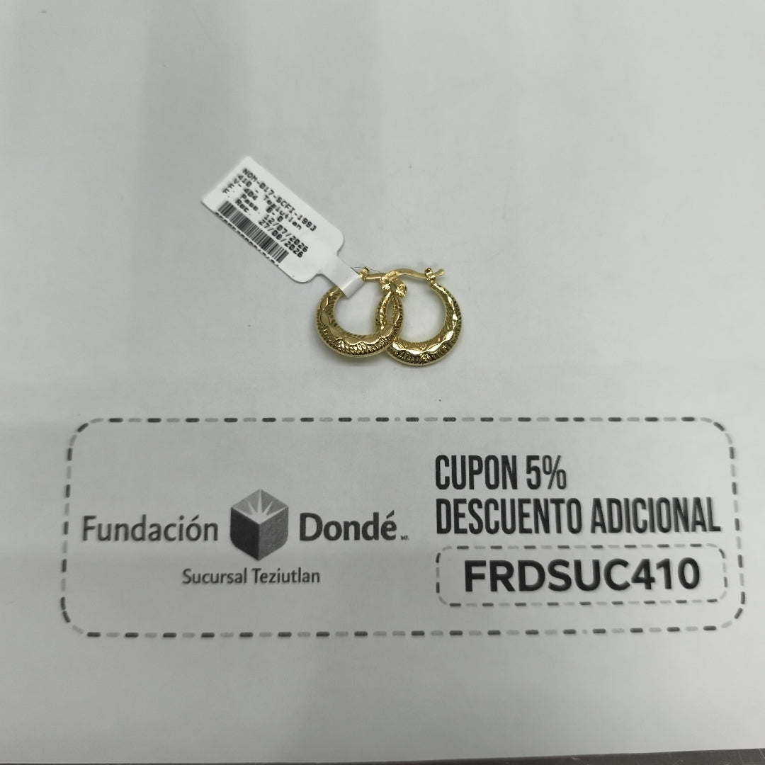 ARETES ARRACADAS HUECAS 14K 1.8 GR (NUEVO)