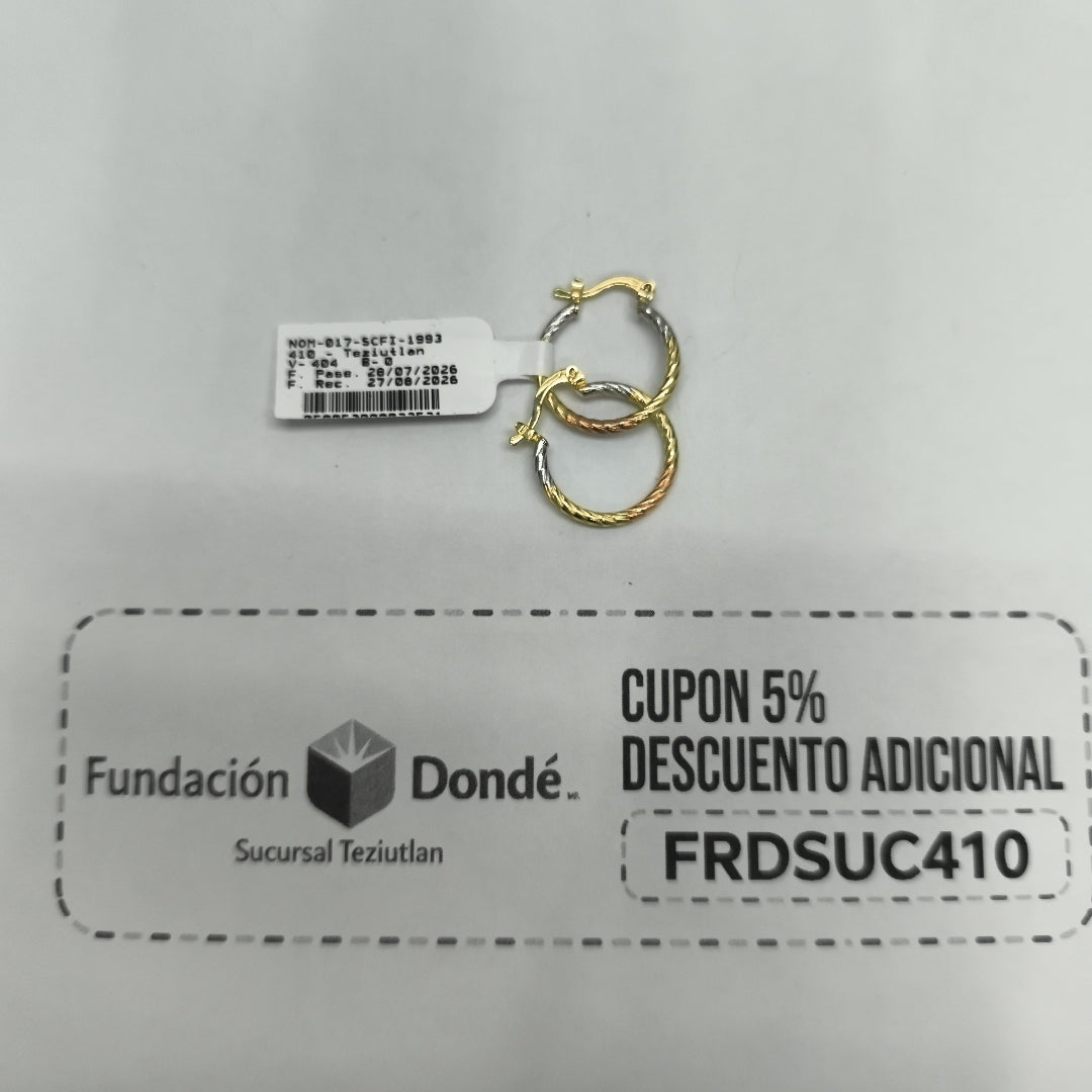 ARETES TEJIDO ARRACADAS TZL COMBINADAS 14K 1.7 GR (NUEVO)