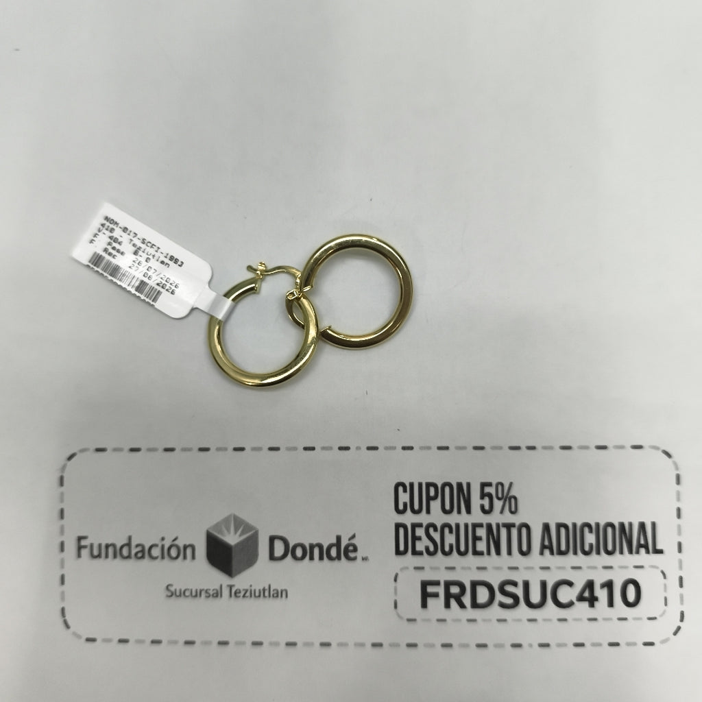 ARETES TEJIDO ARRACADA LISA 14K 2.1 GR (NUEVO)