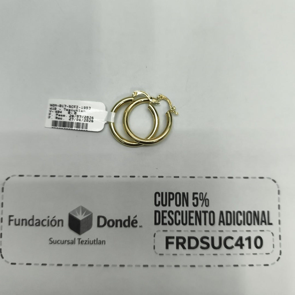 ARETES TEJIDO ARRACADAS LISAS HUECAS 14K 2.2 GR (NUEVO)