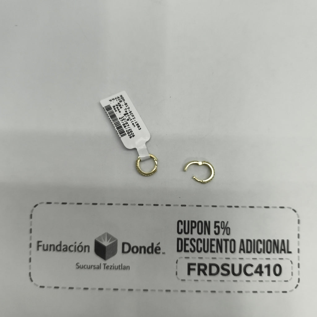 ARETES HUGGIE CON CIRCONIAS 14K 2 GR (NUEVO)